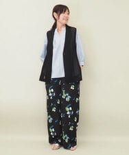 ZMBGE16080 al'aise modulation(アレーズモジュレーション) 【セットアップ対応・洗える】リネンライクピンタックスキッパーブラウス ライトブルー
