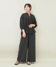 ZMBGE16080 al'aise modulation(アレーズモジュレーション) 【セットアップ対応・洗える】リネンライクピンタックスキッパーブラウス ライトグレー