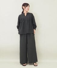 ZMBGE16080 al'aise modulation(アレーズモジュレーション) 【セットアップ対応・洗える】リネンライクピンタックスキッパーブラウス ライトグレー