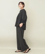 ZMBGE16080 al'aise modulation(アレーズモジュレーション) 【セットアップ対応・洗える】リネンライクピンタックスキッパーブラウス ライトグレー