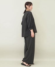 ZMBGE16080 al'aise modulation(アレーズモジュレーション) 【セットアップ対応・洗える】リネンライクピンタックスキッパーブラウス ライトグレー