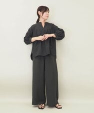 ZMBGE16080 al'aise modulation(アレーズモジュレーション) 【セットアップ対応・洗える】リネンライクピンタックスキッパーブラウス ライトグレー