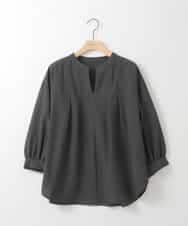 ZMBGE16080 al'aise modulation(アレーズモジュレーション) 【洗える】ピンタックスキッパーブラウス ライトグレー