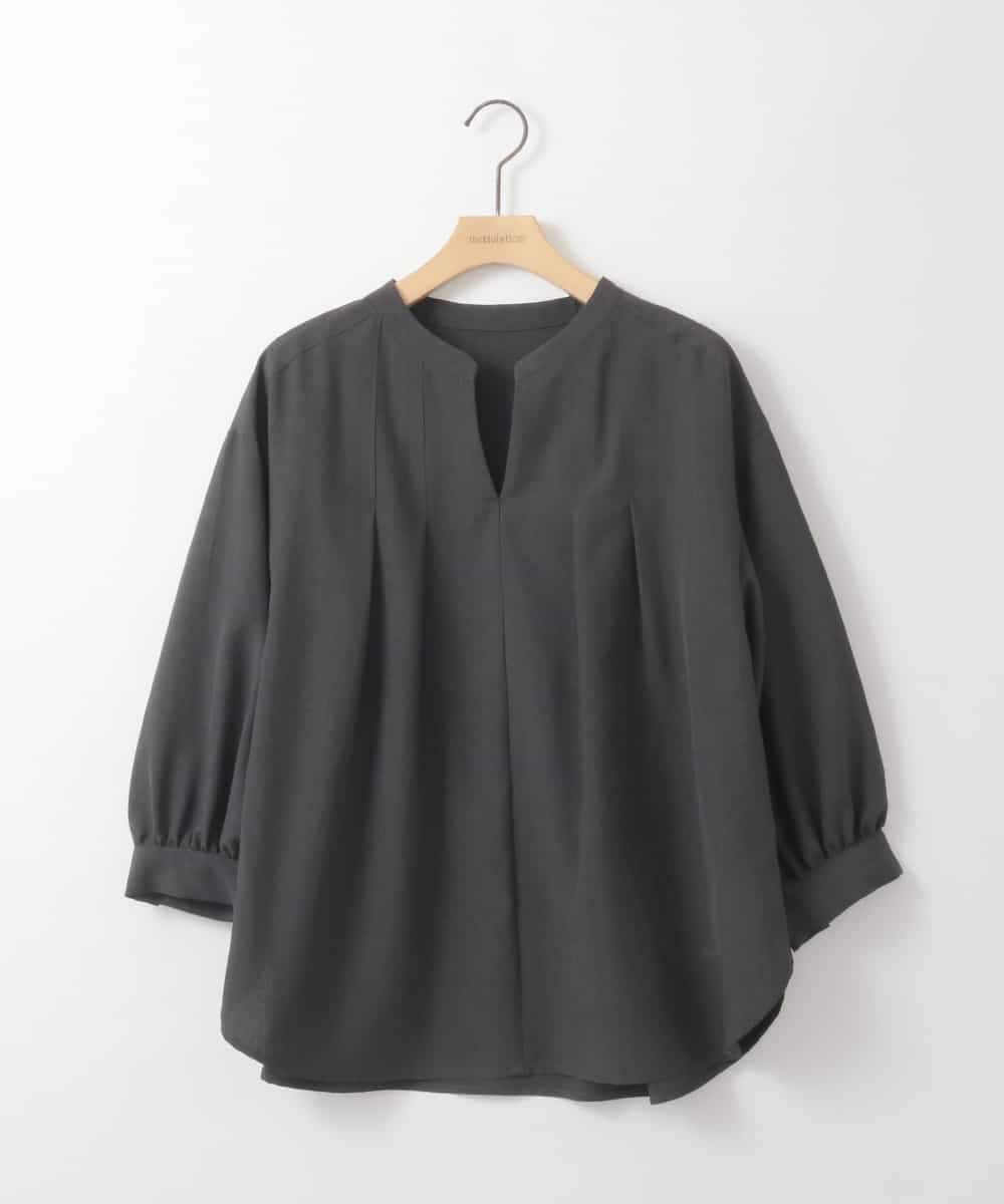 ZMBGE16080 al'aise modulation(アレーズモジュレーション) 【洗える】ピンタックスキッパーブラウス ライトグレー