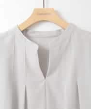 ZMBGE16080 al'aise modulation(アレーズモジュレーション) 【洗える】ピンタックスキッパーブラウス ダークグレー