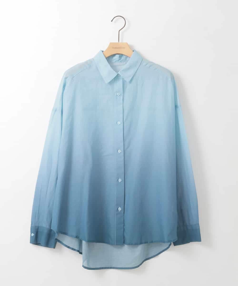 ZMBGE17090 al'aise modulation(アレーズモジュレーション) 【洗える】グラデーションシアーシャツ ライトブルー