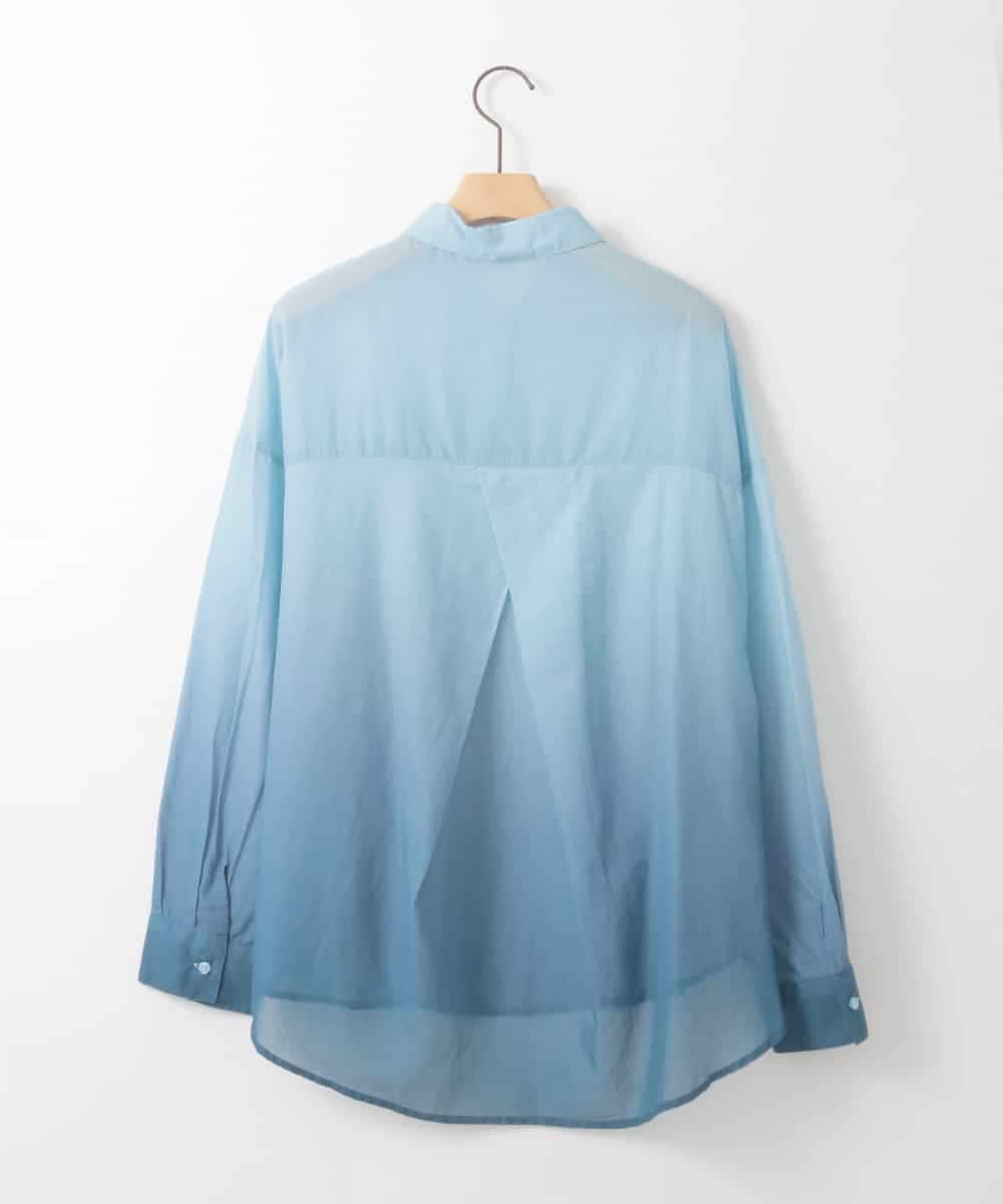 ZMBGE17090 al'aise modulation(アレーズモジュレーション) 【洗える】グラデーションシアーシャツ ライトブルー