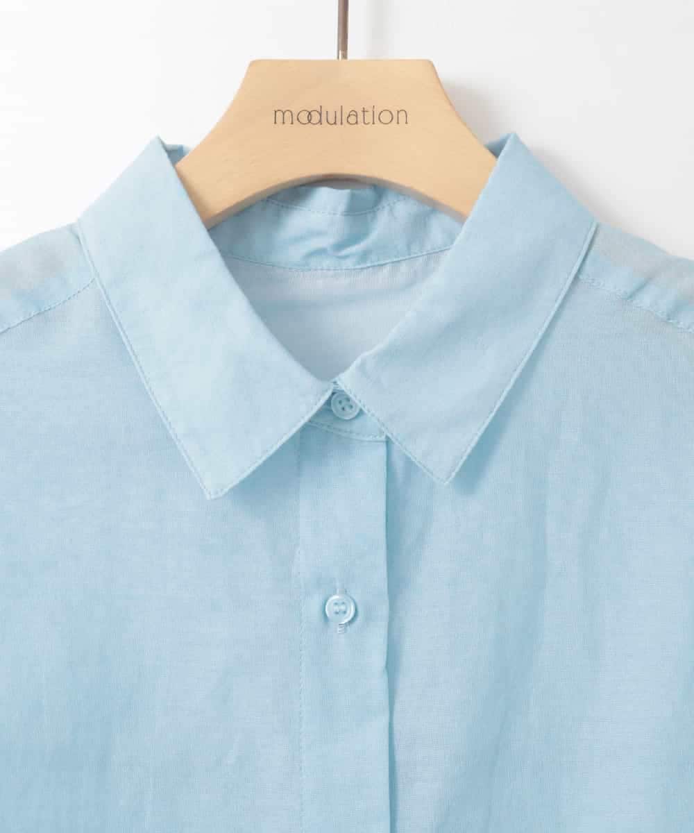 ZMBGE17090 al'aise modulation(アレーズモジュレーション) 【洗える】グラデーションシアーシャツ ライトブルー