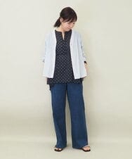 ZMBGE19095 al'aise modulation(アレーズモジュレーション) 【洗える】ラメドット切り替えフレアブラウス ネイビー
