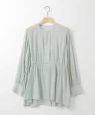 ZMBGE19095 al'aise modulation(アレーズモジュレーション) 【洗える】ラメドット切り替えフレアブラウス グリーン