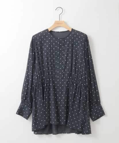ZMBGE19095 al'aise modulation 【洗える】ラメドット切り替えフレアブラウス