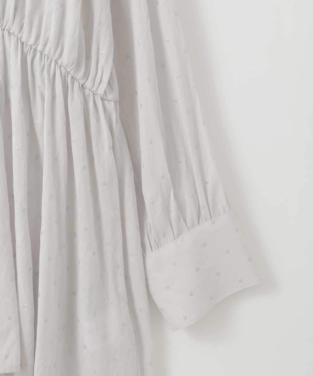 ZMBGE19095 al'aise modulation(アレーズモジュレーション) 【洗える】ラメドット切り替えフレアブラウス ライトグレー