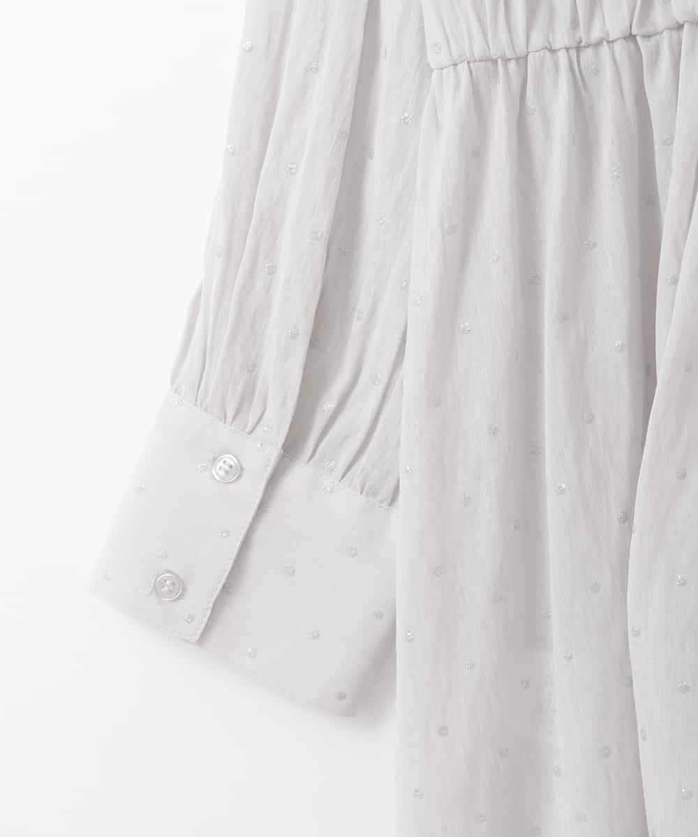 ZMBGE19095 al'aise modulation(アレーズモジュレーション) 【洗える】ラメドット切り替えフレアブラウス ライトグレー