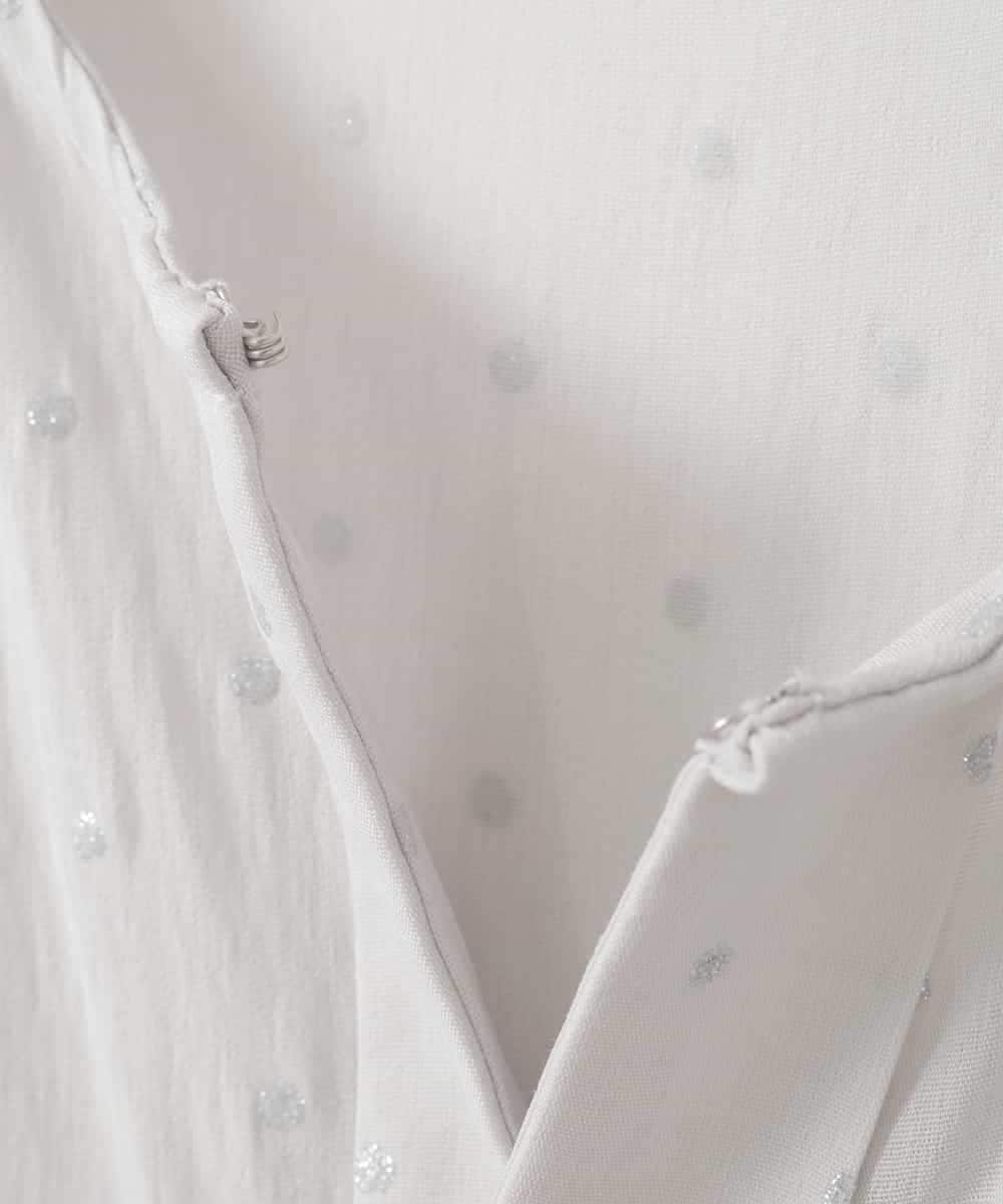 ZMBGE19095 al'aise modulation(アレーズモジュレーション) 【洗える】ラメドット切り替えフレアブラウス ライトグレー