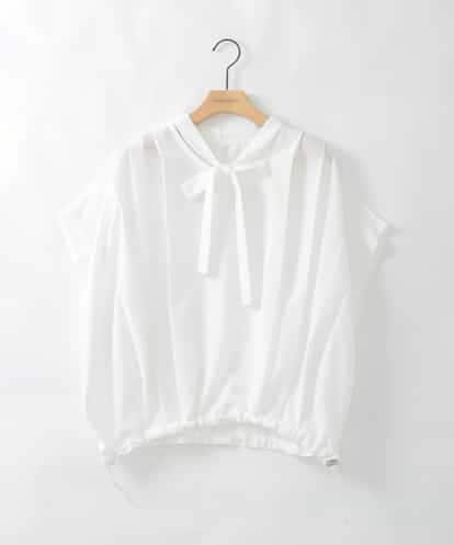 ZMBGE20110 al'aise modulation タックプリーツボウタイブラウス