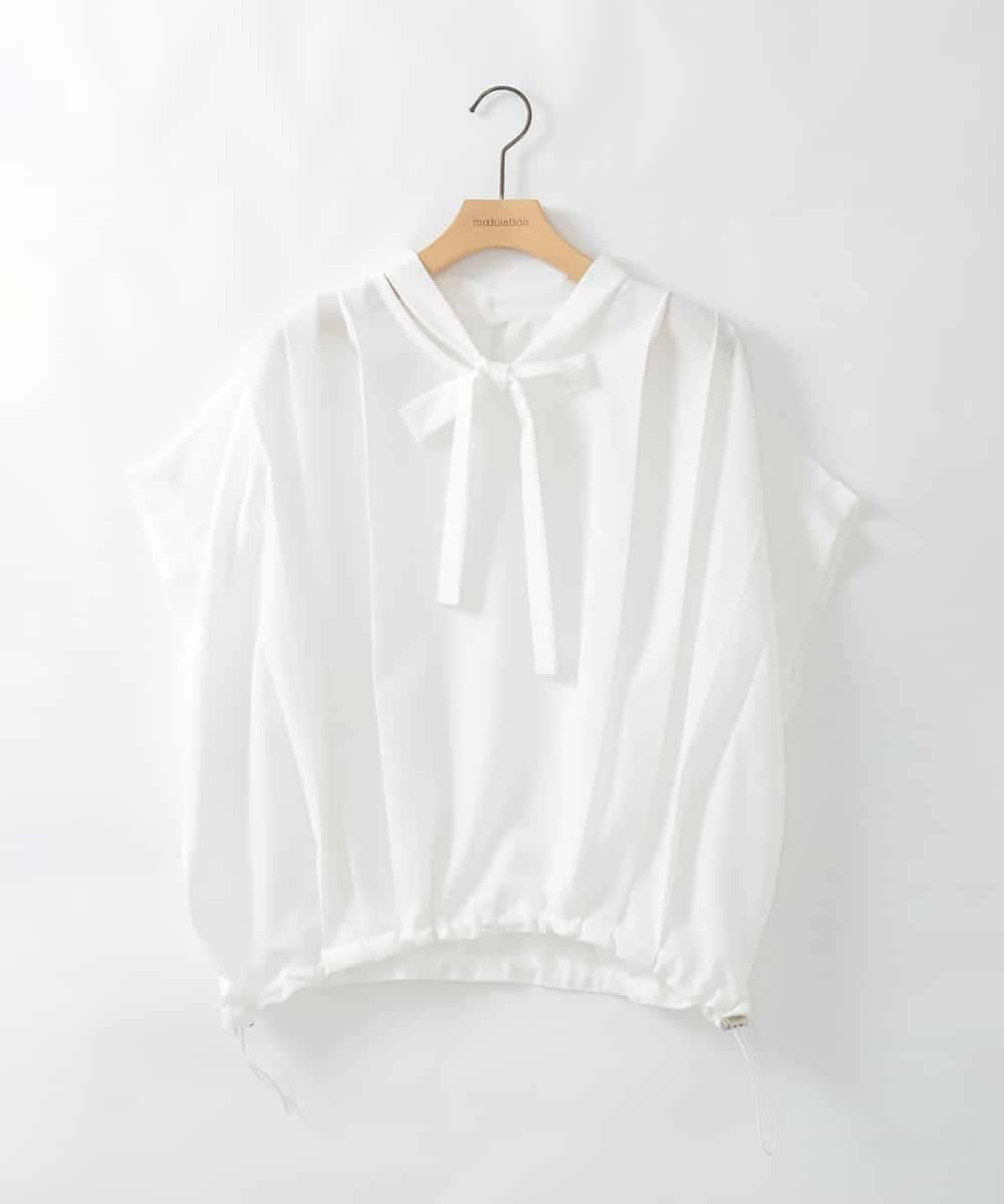 ZMBGE20110 al'aise modulation(アレーズモジュレーション) タックプリーツボウタイブラウス アイボリー