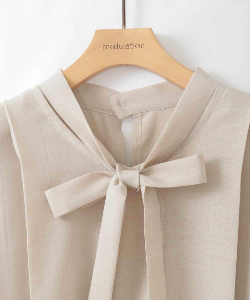 ZMBGE20110 al'aise modulation(アレーズモジュレーション) タックプリーツボウタイブラウス ベージュ