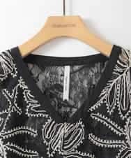 ZMBGE22120 al'aise modulation(アレーズモジュレーション) レース刺繍ベスト ブラック