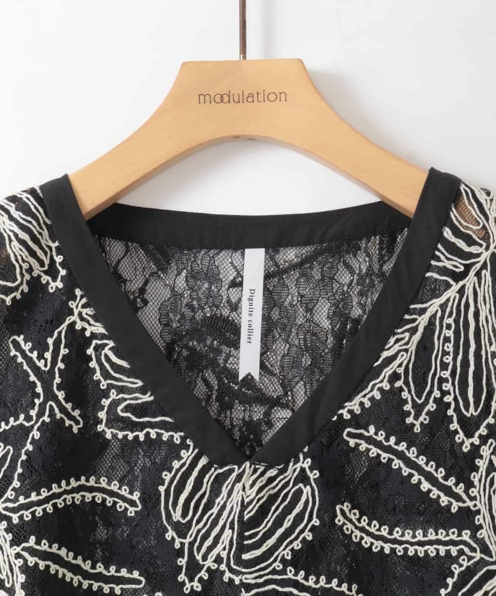 ZMBGE22120 al'aise modulation(アレーズモジュレーション) レース刺繍ベスト ブラック