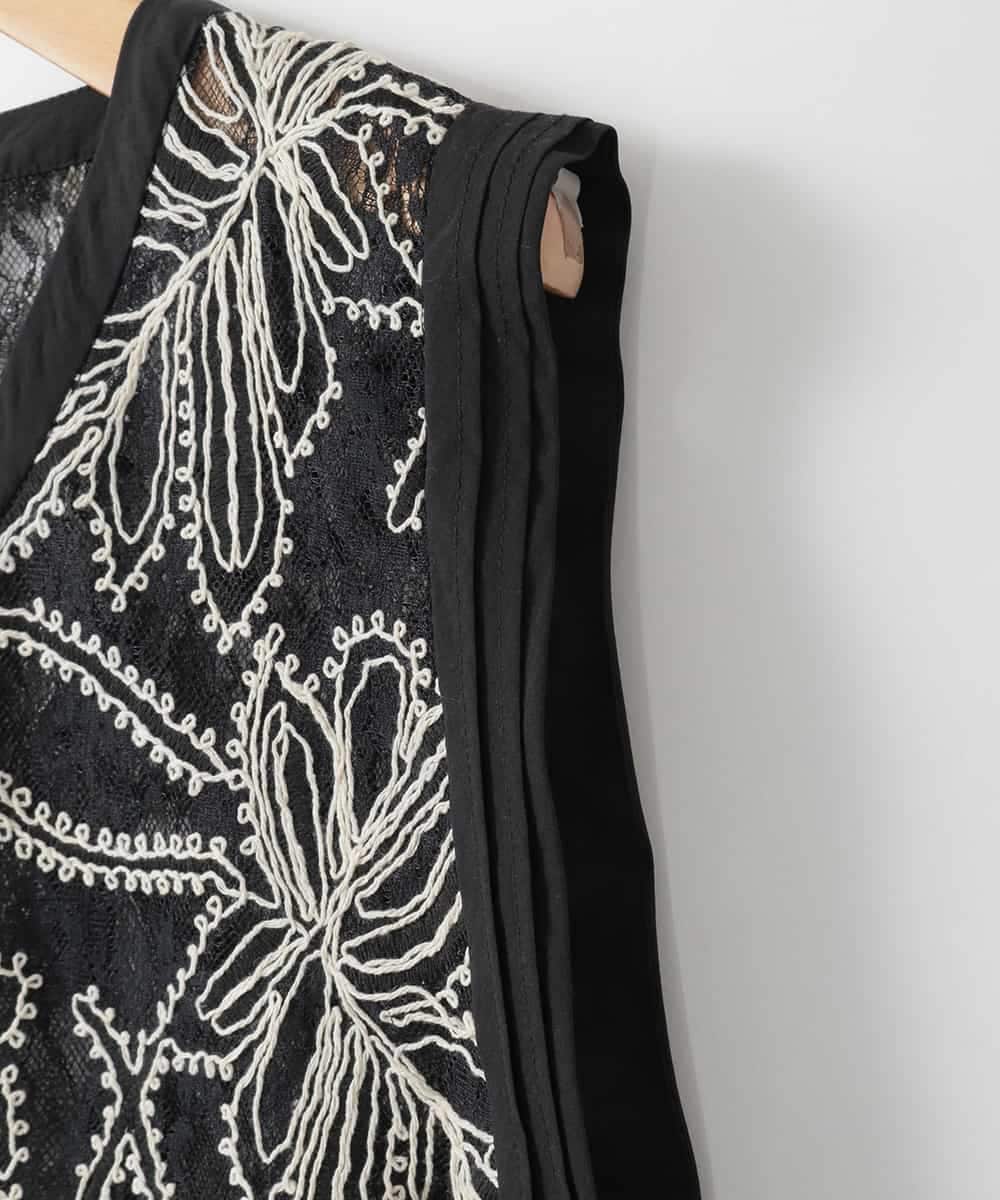 ZMBGE22120 al'aise modulation(アレーズモジュレーション) レース刺繍ベスト ブラック