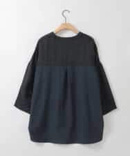 ZMBGE23169 al'aise modulation(アレーズモジュレーション) ドッキング Vネックブラウス ネイビー