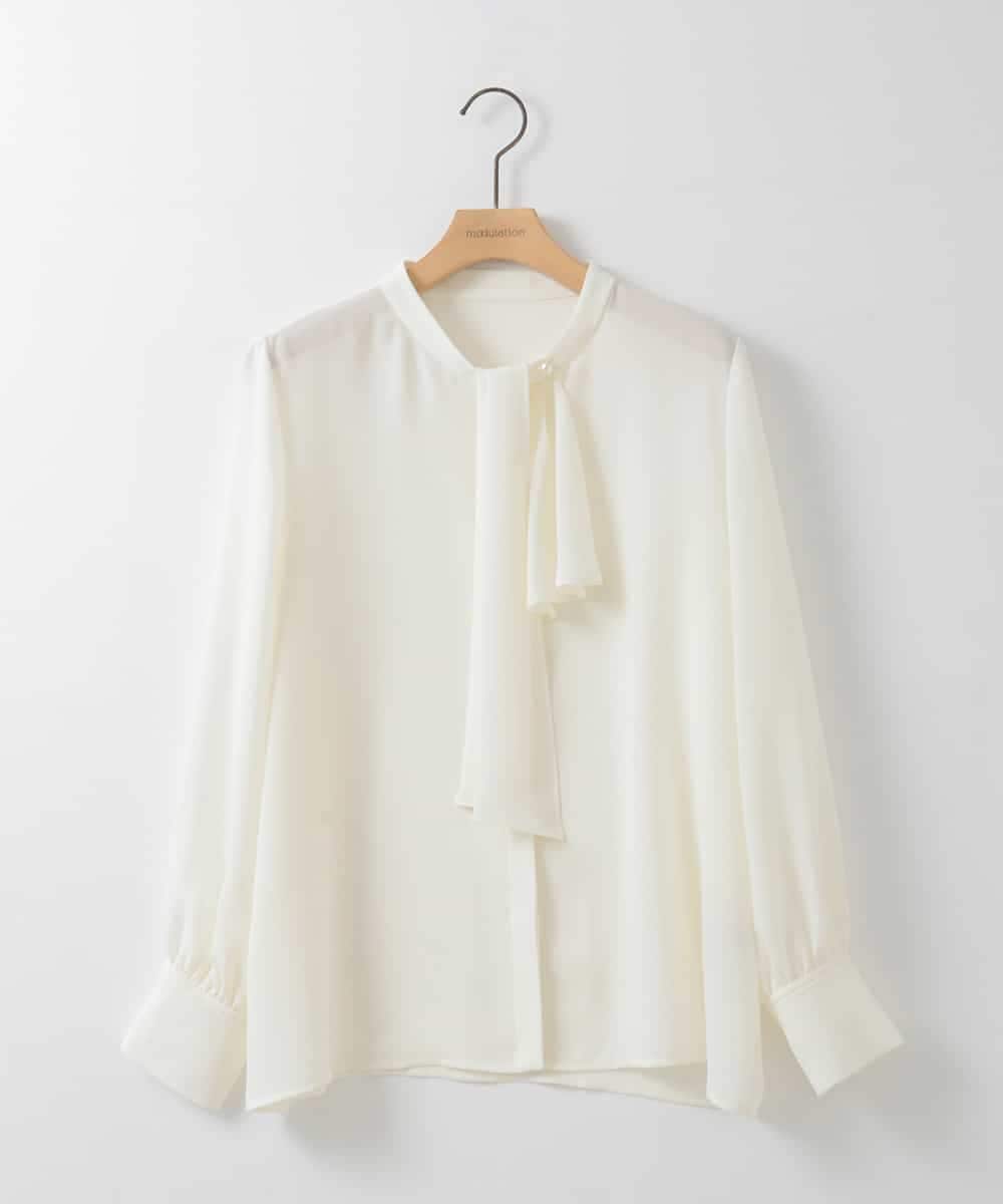 ZMBGE24149 al'aise modulation(アレーズモジュレーション) ボウタイ&フリルデザインブラウス ホワイト