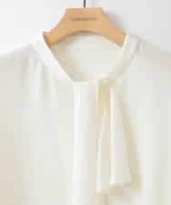 ZMBGE24149 al'aise modulation(アレーズモジュレーション) ボウタイ&フリルデザインブラウス ホワイト