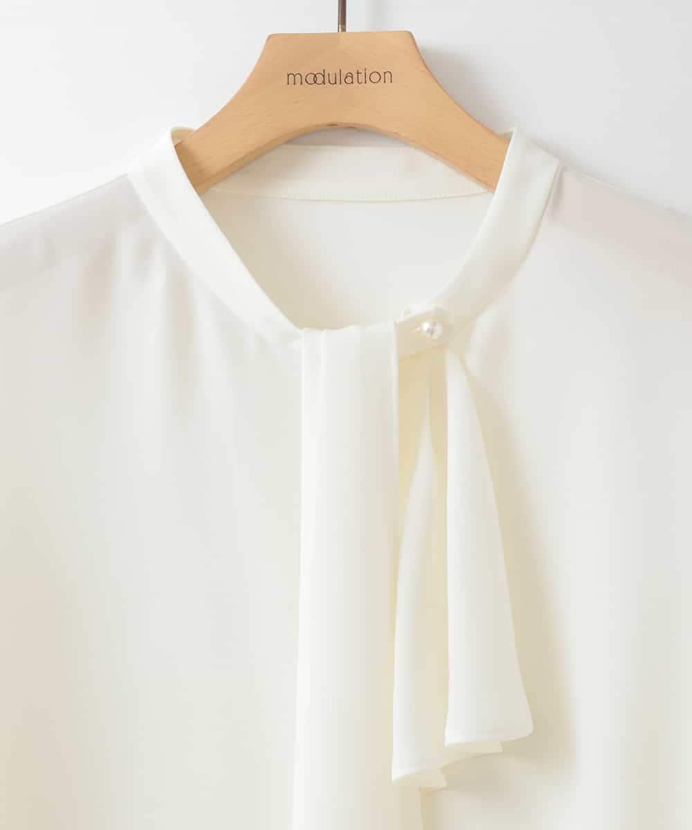 ZMBGE24149 al'aise modulation(アレーズモジュレーション) ボウタイ&フリルデザインブラウス ホワイト