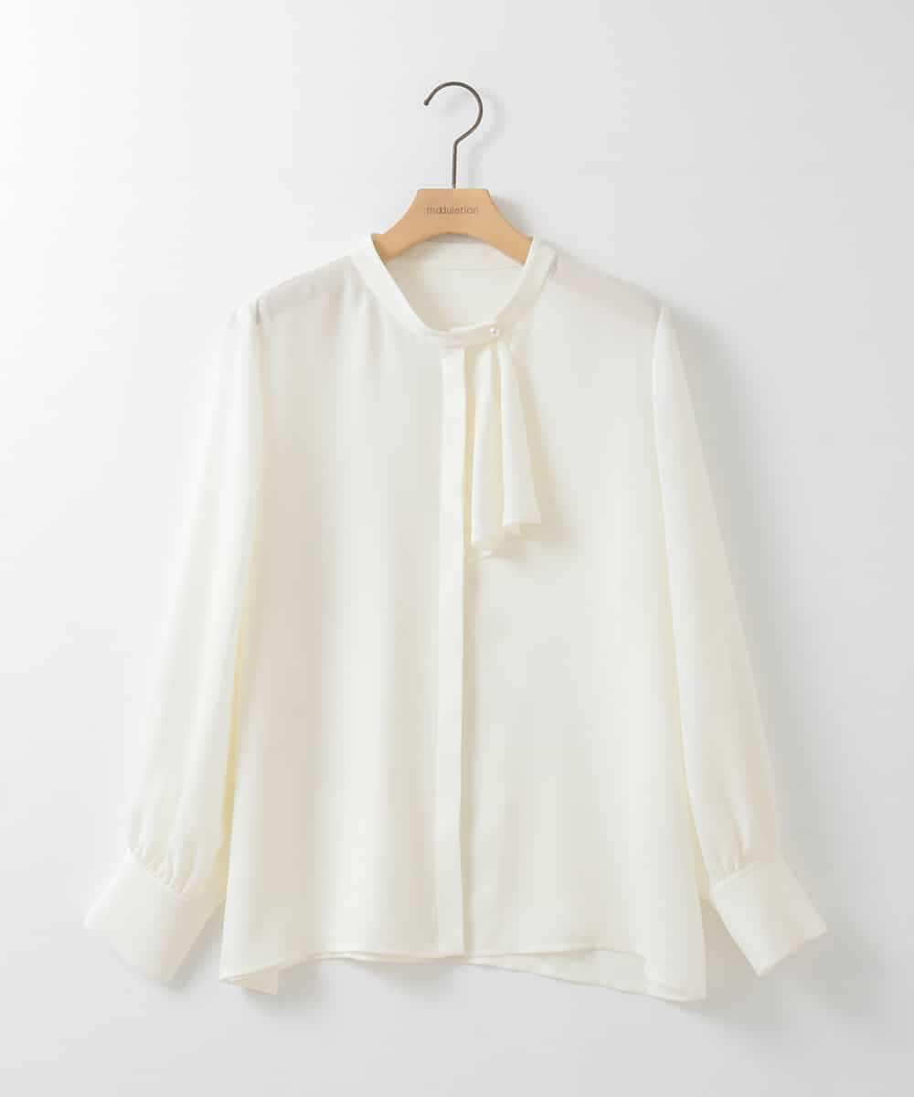 ZMBGE24149 al'aise modulation(アレーズモジュレーション) ボウタイ&フリルデザインブラウス ホワイト
