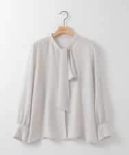 ZMBGE24149 al'aise modulation(アレーズモジュレーション) ボウタイ&フリルデザインブラウス グレー