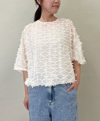 ZMBGE25139 al'aise modulation メッシュリボンシアープルオーバー