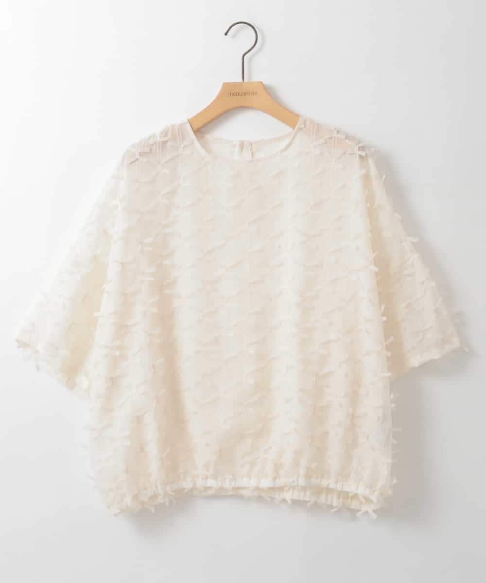 ZMBGE25139 al'aise modulation(アレーズモジュレーション) メッシュリボンシアープルオーバー ホワイト