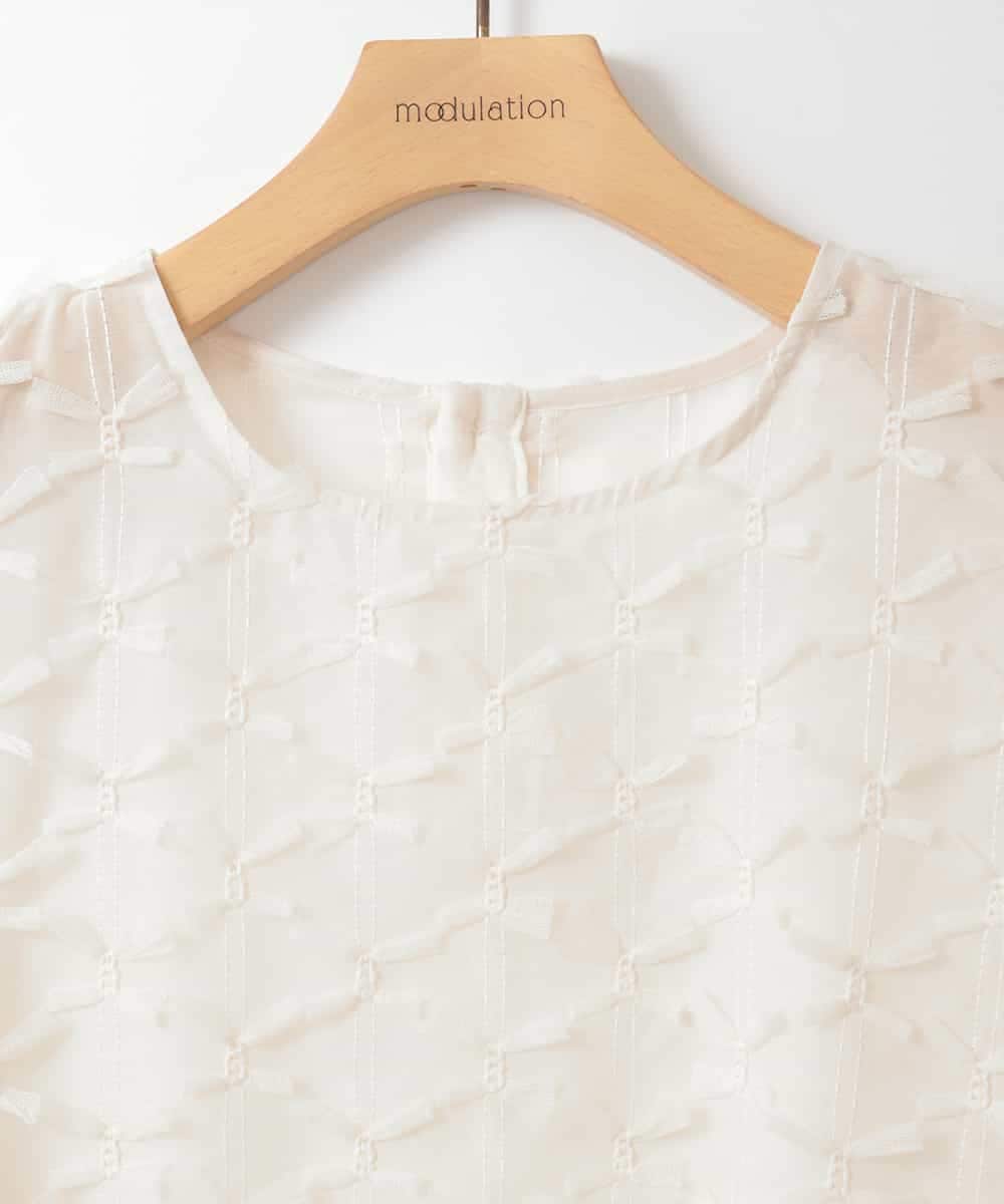 ZMBGE25139 al'aise modulation(アレーズモジュレーション) メッシュリボンシアープルオーバー ホワイト