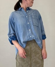 ZMBGE26138 al'aise modulation(アレーズモジュレーション) デニムライクコットンブラウス ブルー