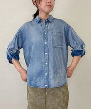 ZMBGE26138 al'aise modulation(アレーズモジュレーション) デニムライクコットンブラウス ブルー