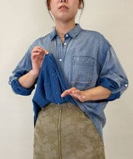 ZMBGE26138 al'aise modulation(アレーズモジュレーション) デニムライクコットンブラウス ブルー