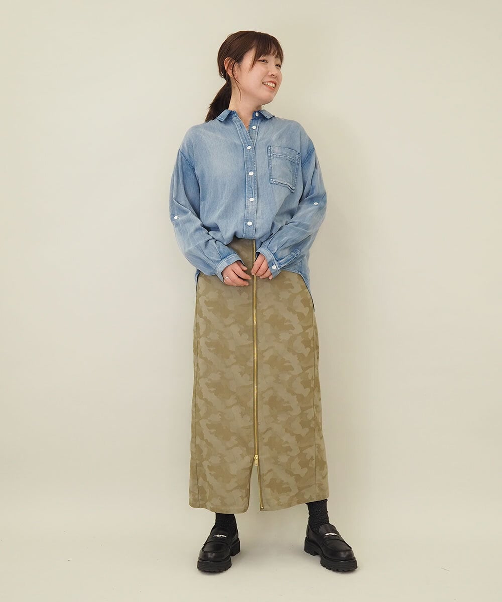 ZMBGE26138 al'aise modulation(アレーズモジュレーション) デニムライクコットンブラウス ブルー