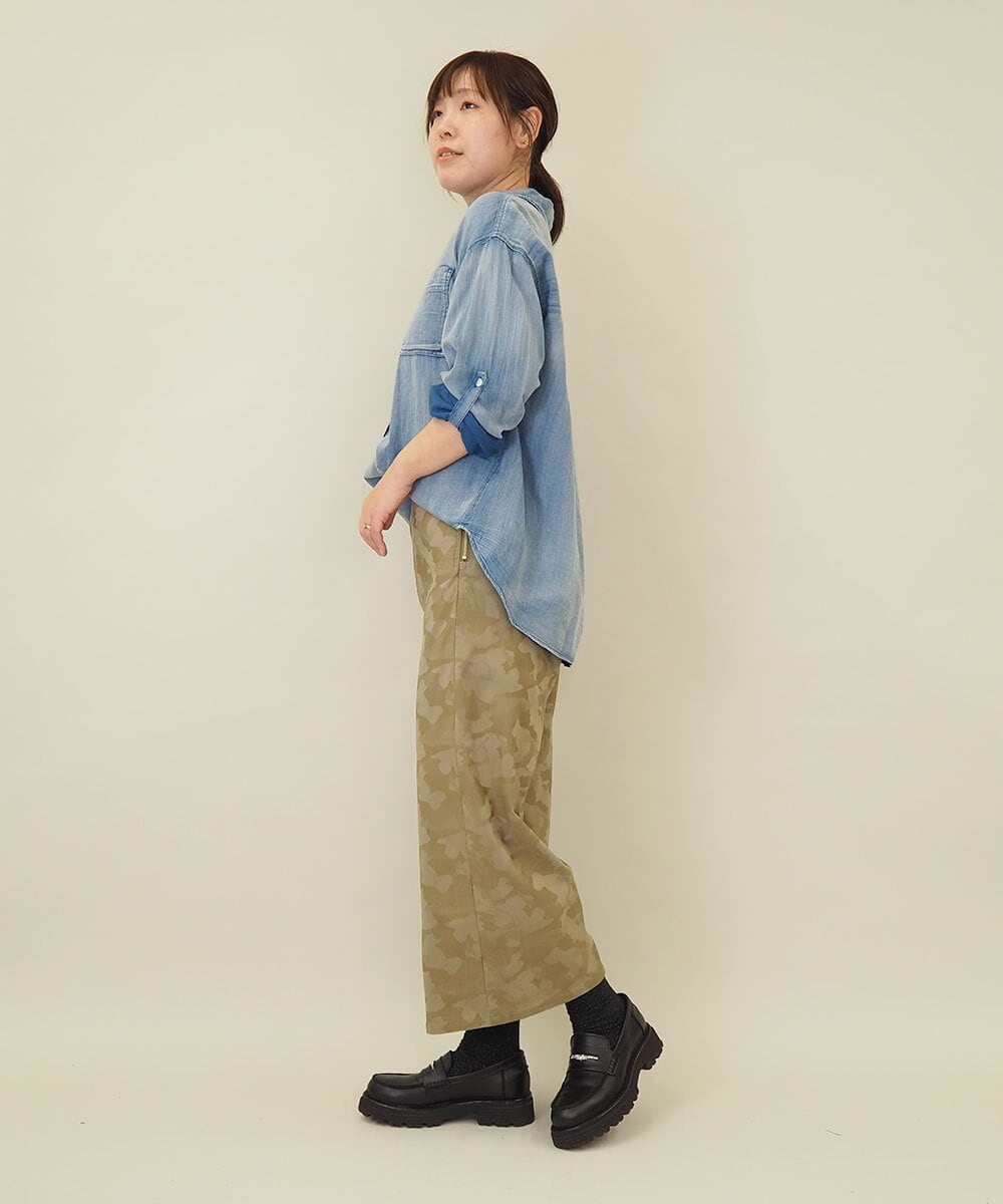 ZMBGE26138 al'aise modulation(アレーズモジュレーション) デニムライクコットンブラウス ブルー