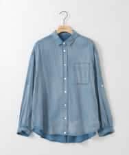 ZMBGE26138 al'aise modulation(アレーズモジュレーション) デニムライクコットンブラウス ブルー