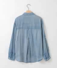 ZMBGE26138 al'aise modulation(アレーズモジュレーション) デニムライクコットンブラウス ブルー