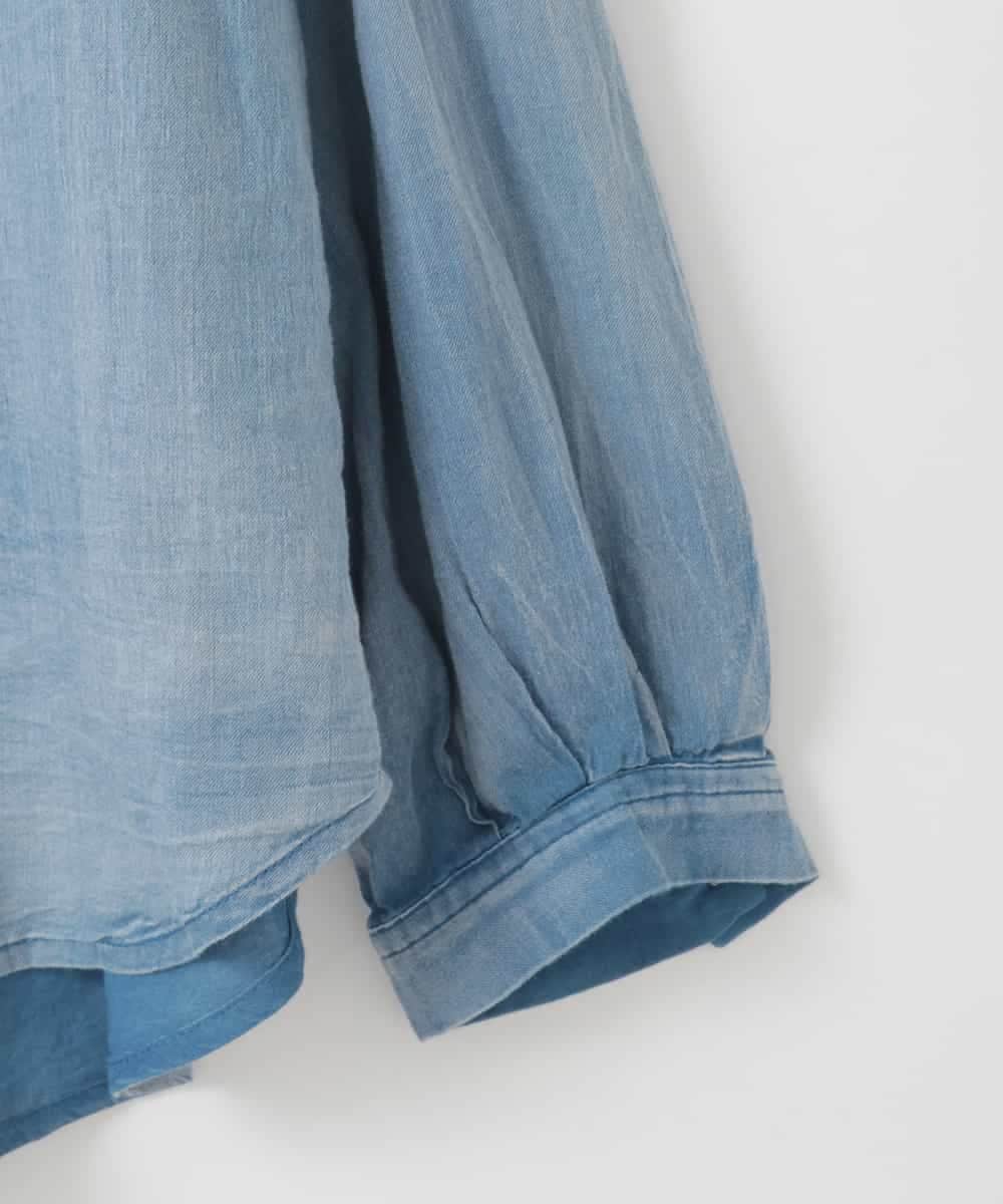 ZMBGE26138 al'aise modulation(アレーズモジュレーション) デニムライクコットンブラウス ブルー