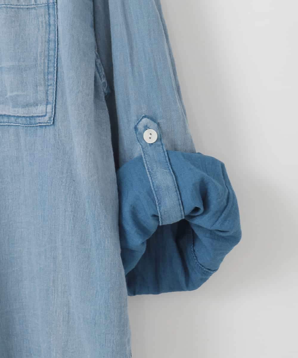 ZMBGE26138 al'aise modulation(アレーズモジュレーション) デニムライクコットンブラウス ブルー