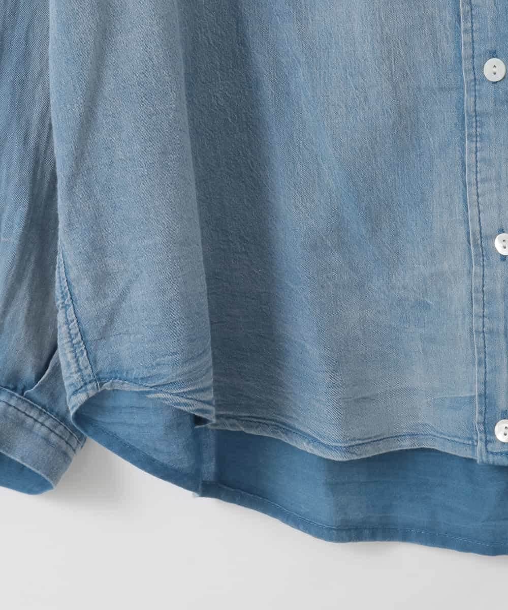 ZMBGE26138 al'aise modulation(アレーズモジュレーション) デニムライクコットンブラウス ブルー