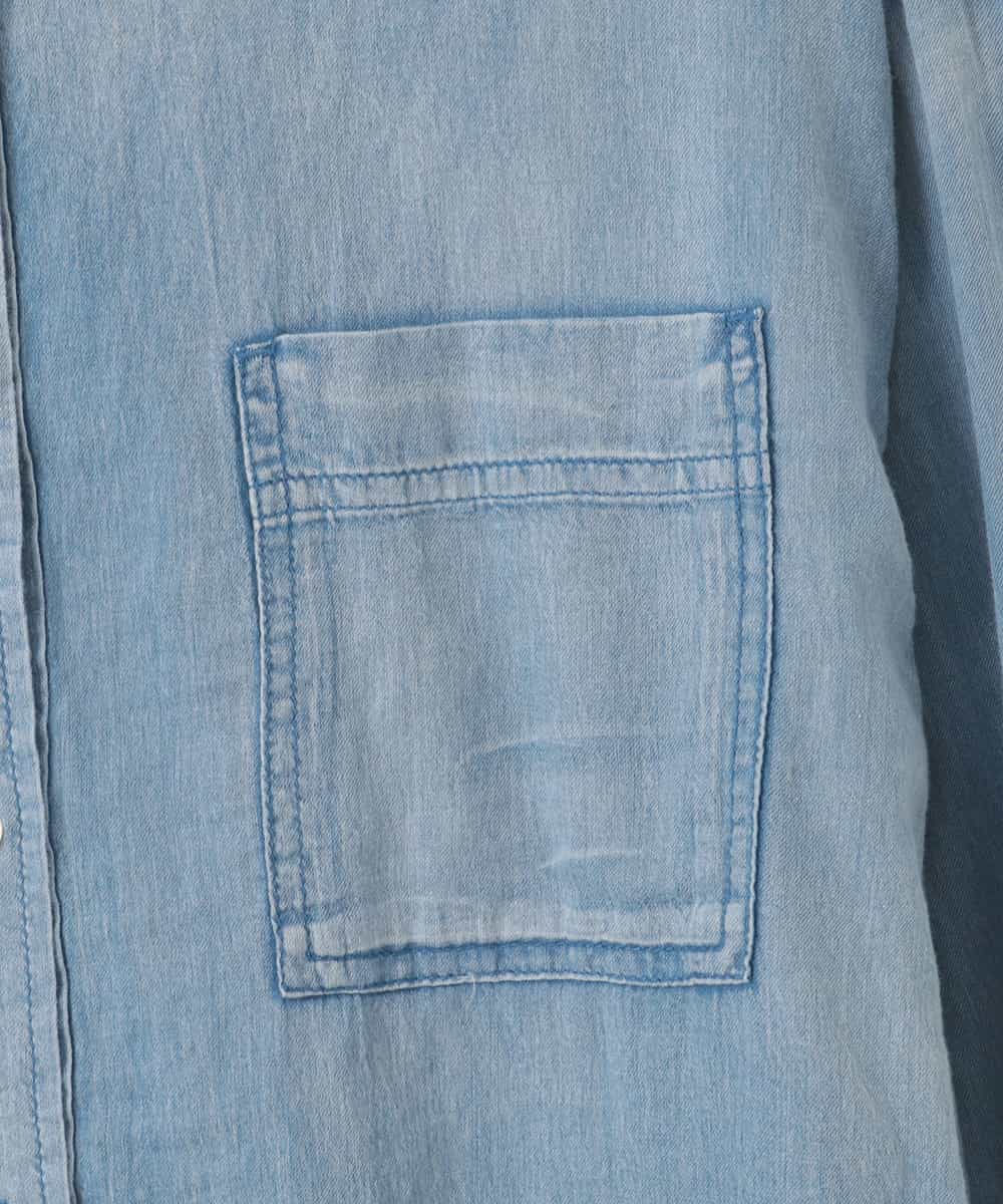 ZMBGE26138 al'aise modulation(アレーズモジュレーション) デニムライクコットンブラウス ブルー