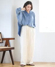 ZMBGE27138 al'aise modulation(アレーズモジュレーション) デニムライクスキッパーブラウス ブルー