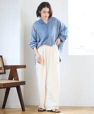 ZMBGE27138 al'aise modulation(アレーズモジュレーション) デニムライクスキッパーブラウス ブルー