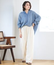 ZMBGE27138 al'aise modulation(アレーズモジュレーション) デニムライクスキッパーブラウス ブルー