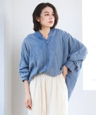 ZMBGE27138 al'aise modulation(アレーズモジュレーション) デニムライクスキッパーブラウス ブルー