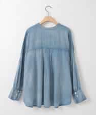 ZMBGE27138 al'aise modulation(アレーズモジュレーション) デニムライクスキッパーブラウス ブルー