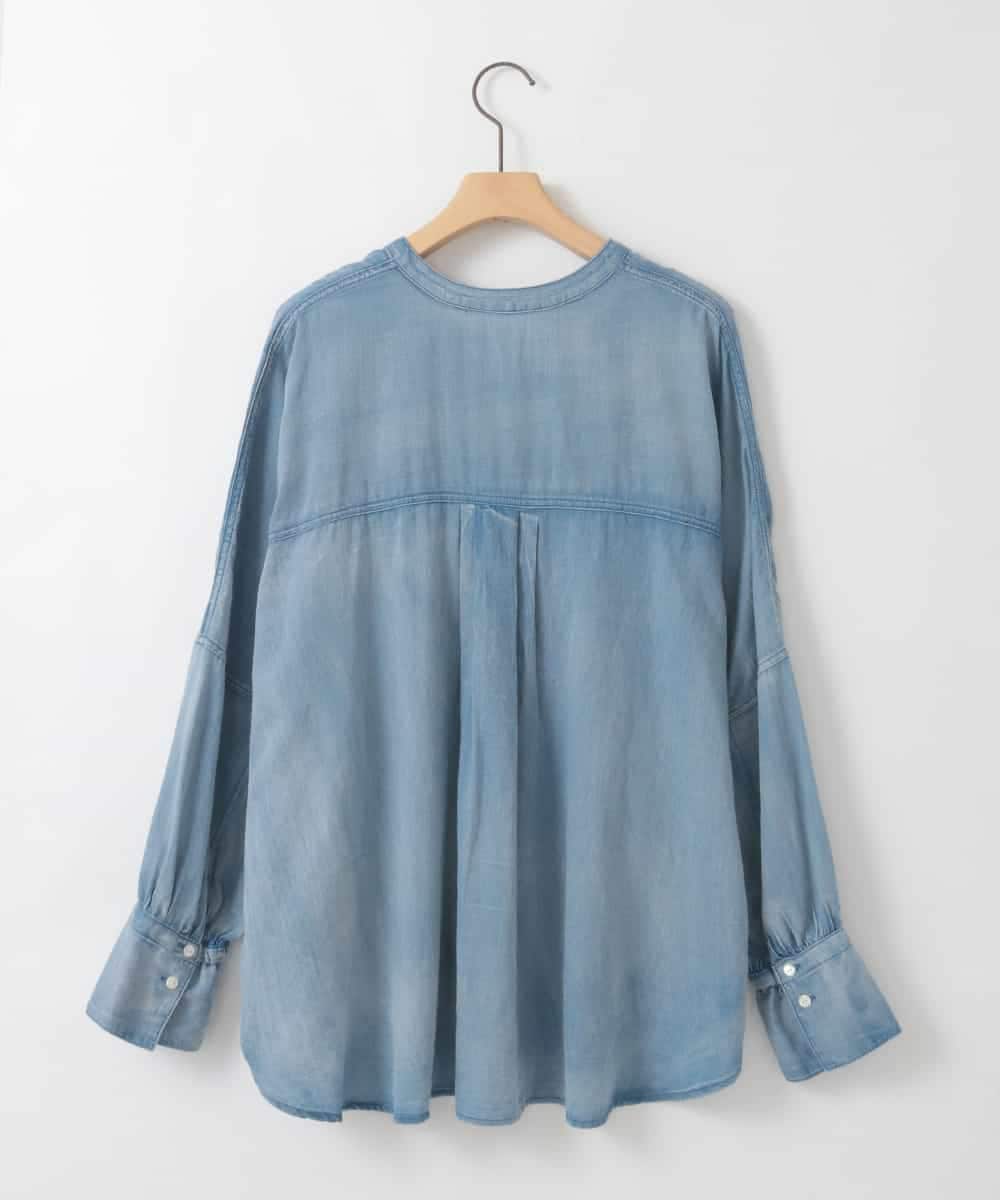 ZMBGE27138 al'aise modulation(アレーズモジュレーション) デニムライクスキッパーブラウス ブルー